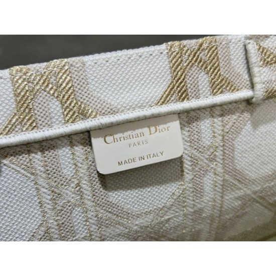 Replica Dior Medium/Large Book Tote Bag Oversized rattan embroidery White/Gold Replica Dior Medium/Large Book Tote Bag Oversized rattan embroidery White/Gold