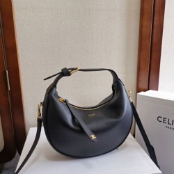 Celine Teen Best Replica Celine Lulu Hobo Bag Grained Calfskin 120723 Black/Cream