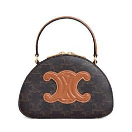 Best Replica Celine Logo Print Half Moon Box Bag 10K642 Coffee
