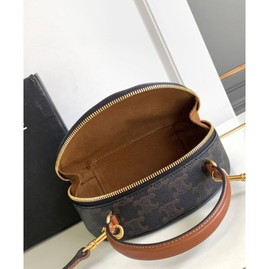 Best Replica Celine Logo Print Half Moon Box Bag 10K642 Coffee