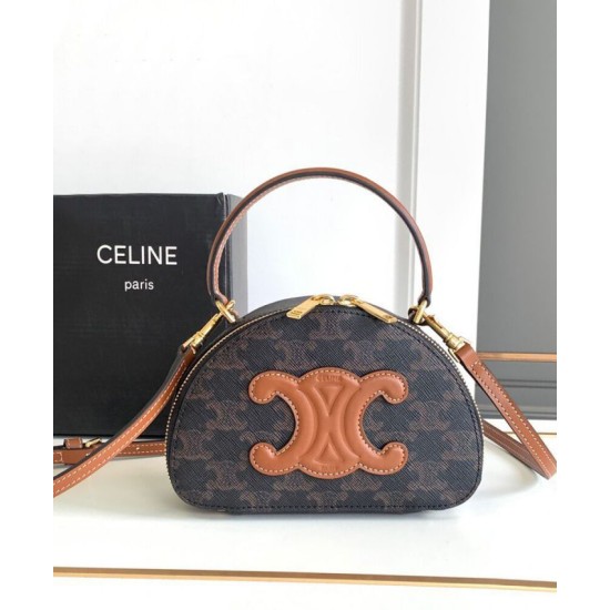 Best Replica Celine Logo Print Half Moon Box Bag 10K642 Coffee