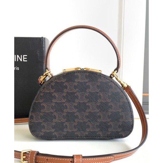 Best Replica Celine Logo Print Half Moon Box Bag 10K642 Coffee