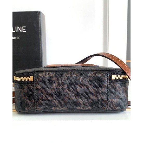 Best Replica Celine Logo Print Half Moon Box Bag 10K642 Coffee