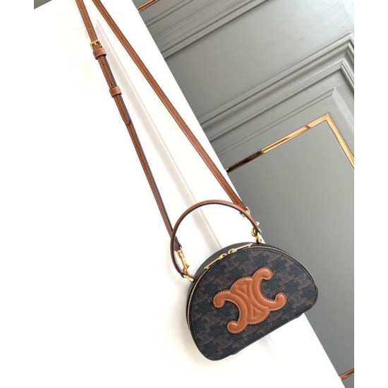 Best Replica Celine Logo Print Half Moon Box Bag 10K642 Coffee