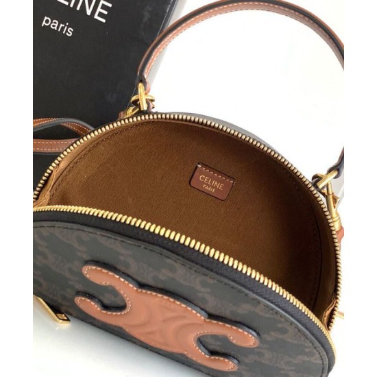 Best Replica Celine Logo Print Half Moon Box Bag 10K642 Coffee