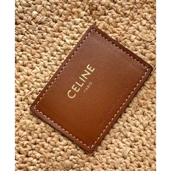 Fake Celine Medium Supple Celine Classic Panier Raffia And Calfskin 114342 Coffee Replica 