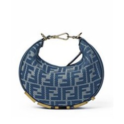 Best Replica Fendi Denim-Effect Ff Jacquard Mini-Bag 8BS081 Blue