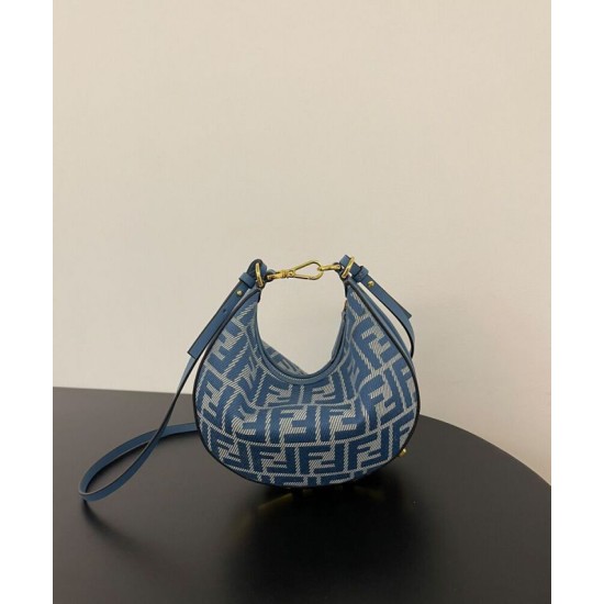 1:1 Best Replica Fendi Denim-Effect Ff Jacquard Mini-Bag 8BS081 Blue Best Replica Fendi Denim-Effect Ff Jacquard Mini-Bag 8BS081 Blue