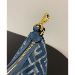 Best Replica Fendi Denim-Effect Ff Jacquard Mini-Bag 8BS081 Blue