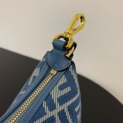 Best Replica Fendi Denim-Effect Ff Jacquard Mini-Bag 8BS081 Blue