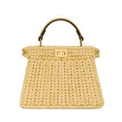 Replica Fendi Peekaboo Sand Leather And Interlaced Fibre Bag 8BN335 Apricot