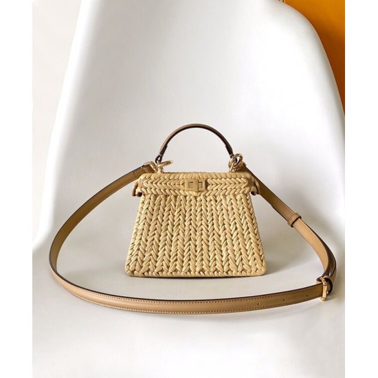 Replica Fendi Peekaboo Sand Leather And Interlaced Fibre Bag 8BN335 Apricot Replica Fendi Peekaboo Sand Leather And Interlaced Fibre Bag 8BN335 Apricot