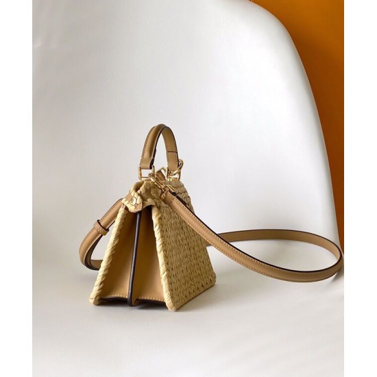 Replica Fendi Peekaboo Sand Leather And Interlaced Fibre Bag 8BN335 Apricot Replica Fendi Peekaboo Sand Leather And Interlaced Fibre Bag 8BN335 Apricot