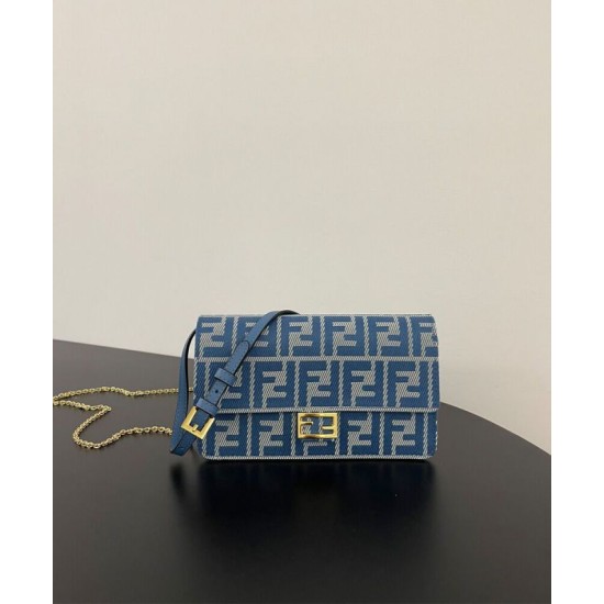 Best Replica Fendi Baguette Wallet On Chain 8M0498 Blue