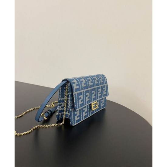 Best Replica Fendi Baguette Wallet On Chain 8M0498 Blue