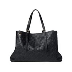 Fake Gucci GG Emblem Large Replica Gucci Tote Bag 815213 Black