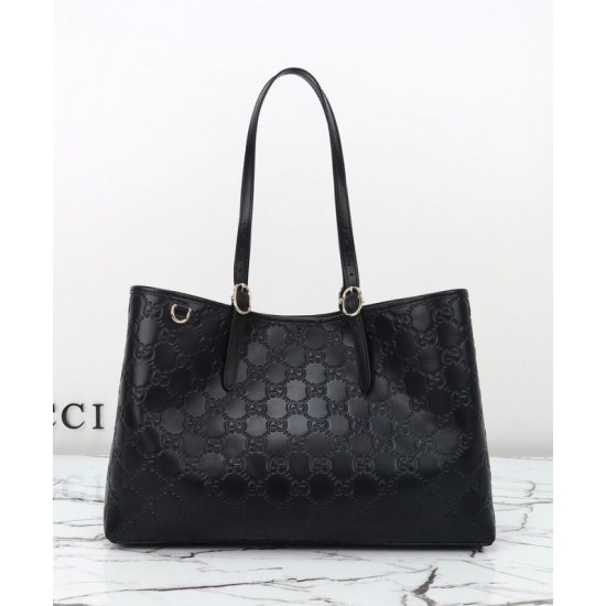 Fake Gucci GG Emblem Large Replica Gucci Tote Bag 815213 Black Fake Gucci GG Emblem Large Replica Gucci Tote Bag 815213 Black