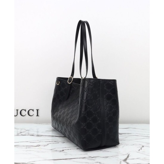 Fake Gucci GG Emblem Large Replica Gucci Tote Bag 815213 Black Fake Gucci GG Emblem Large Replica Gucci Tote Bag 815213 Black