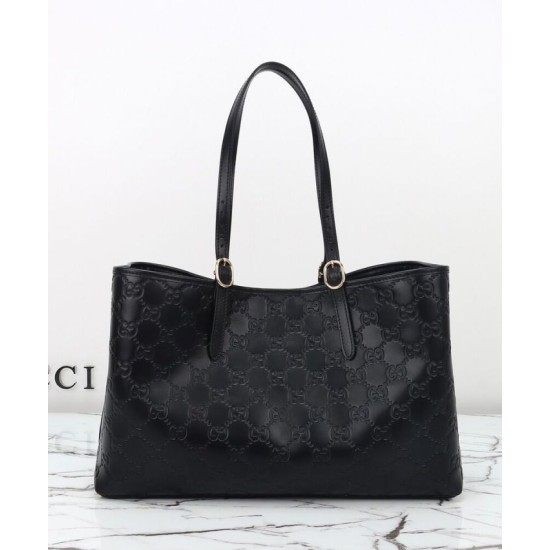 Fake Gucci GG Emblem Large Replica Gucci Tote Bag 815213 Black Fake Gucci GG Emblem Large Replica Gucci Tote Bag 815213 Black