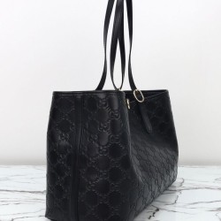 Fake Gucci GG Emblem Large Replica Gucci Tote Bag 815213 Black