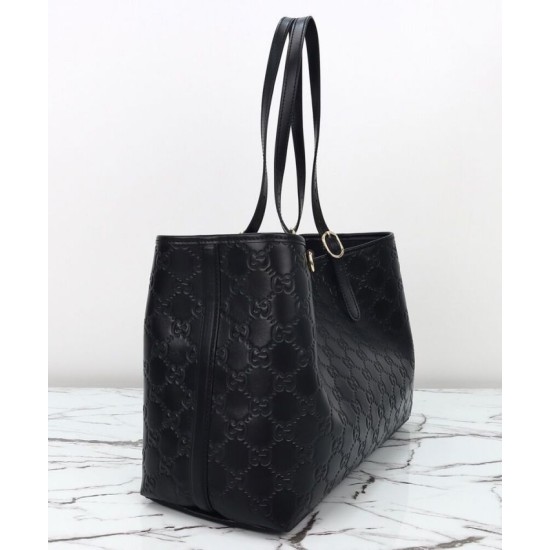 Fake Gucci GG Emblem Large Replica Gucci Tote Bag 815213 Black Fake Gucci GG Emblem Large Replica Gucci Tote Bag 815213 Black