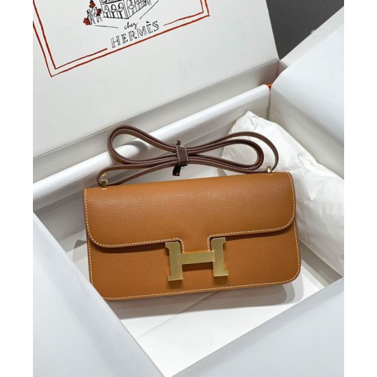 Fake Hermes Constance Elan Long Clutch Etoupe Epsom  Replica Hermes Bag Brown/Gray