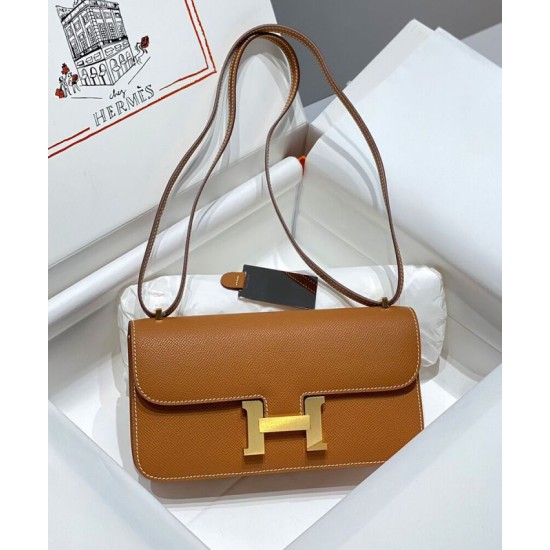 Fake Hermes Constance Elan Long Clutch Etoupe Epsom  Replica Hermes Bag Brown/Gray