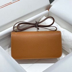 Fake Hermes Constance Elan Long Clutch Etoupe Epsom  Replica Hermes Bag Brown/Gray