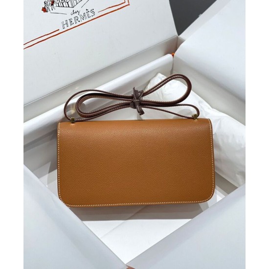 Fake Hermes Constance Elan Long Clutch Etoupe Epsom  Replica Hermes Bag Brown/Gray