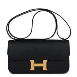 Best Replica Hermes Constance Elan Long Clutch Etoupe Epsom Bag Black Fake