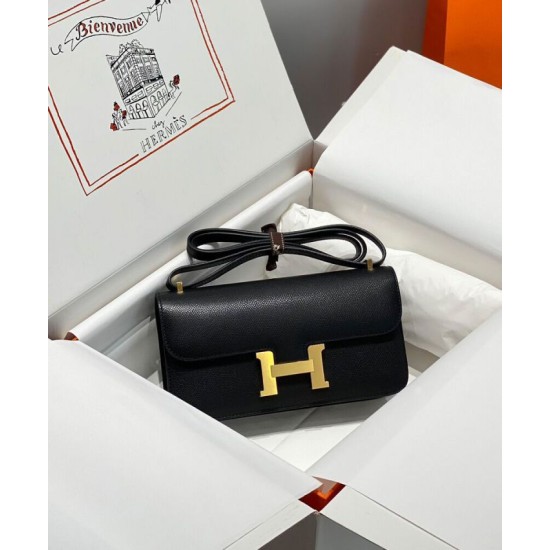 Best Replica Hermes Constance Elan Long Clutch Etoupe Epsom Bag Black Fake