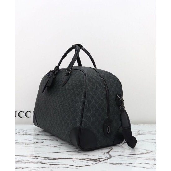 Fake Gucci GG Emblem Large Replica Gucci Duffle Bag 821158 Black Fake Gucci GG Emblem Large Replica Gucci Duffle Bag 821158 Black