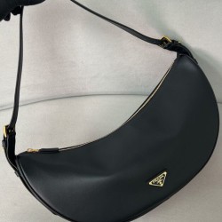 Fake Prada Demi-lune Large 1:1 Best Replica Shoulder Bag 1BC255 Black/White/Coffee
