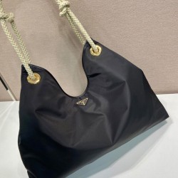 Best Replica Prada Mariner large Re-Nylon Shoulder Bag 1BC244 Black/Coffee Fake