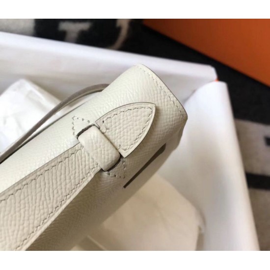 Replica Hermes Kelly Pochette Bag In White Epsom Leather Clone Replica Hermes Kelly Pochette Bag In White Epsom Leather Clone