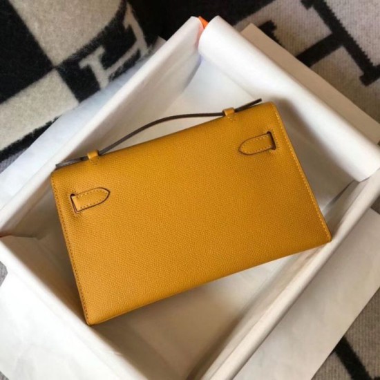 Replica Hermes Kelly Pochette Bag In Yellow Epsom Leather Clone Replica Hermes Kelly Pochette Bag In Yellow Epsom Leather Clone
