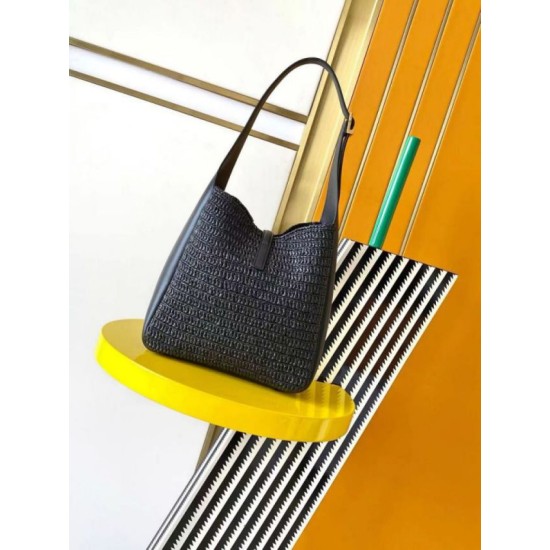 Replica Saint Laurent Le 5 À 7 Supple Small Shoulder Bag in Black Raffia Clone Replica Saint Laurent Le 5 À 7 Supple Small Shoulder Bag in Black Raffia Clone