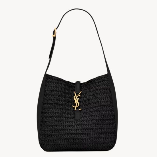 Replica Saint Laurent Le 5 À 7 Supple Small Shoulder Bag in Black Raffia Clone Replica Saint Laurent Le 5 À 7 Supple Small Shoulder Bag in Black Raffia Clone