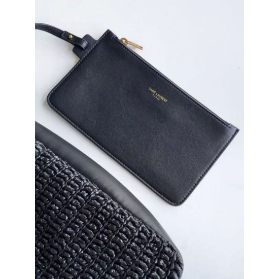 Replica Saint Laurent Le 5 À 7 Supple Small Shoulder Bag in Black Raffia Clone Replica Saint Laurent Le 5 À 7 Supple Small Shoulder Bag in Black Raffia Clone