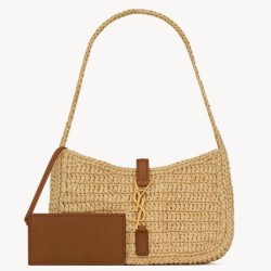 Replica Saint Laurent Le 5 À 7 Hobo Mini Bag in Natural Raffia Fake