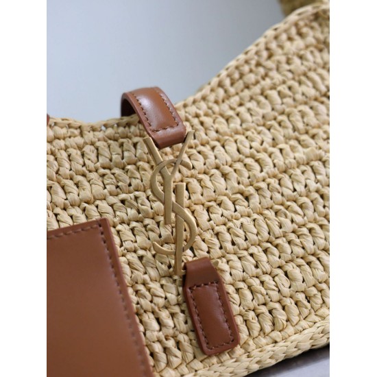 Replica Saint Laurent Le 5 À 7 Hobo Mini Bag in Natural Raffia Fake Replica Saint Laurent Le 5 À 7 Hobo Mini Bag in Natural Raffia Fake