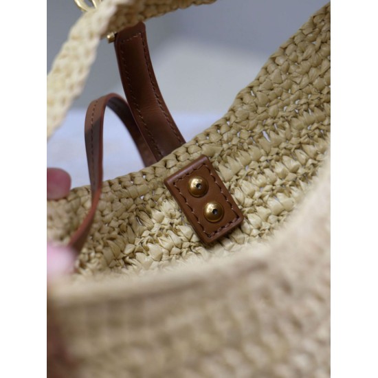 Replica Saint Laurent Le 5 À 7 Hobo Mini Bag in Natural Raffia Fake Replica Saint Laurent Le 5 À 7 Hobo Mini Bag in Natural Raffia Fake