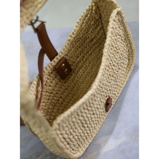 Replica Saint Laurent Le 5 À 7 Hobo Mini Bag in Natural Raffia Fake Replica Saint Laurent Le 5 À 7 Hobo Mini Bag in Natural Raffia Fake