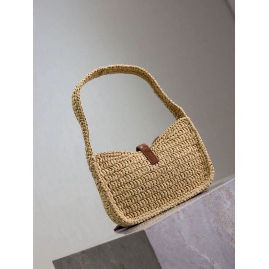Replica Saint Laurent Le 5 À 7 Hobo Mini Bag in Natural Raffia Fake Replica Saint Laurent Le 5 À 7 Hobo Mini Bag in Natural Raffia Fake