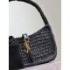Replica Saint Laurent Le 5 À 7 Hobo Mini Bag in Black Raffia Fake Replica Saint Laurent Le 5 À 7 Hobo Mini Bag in Black Raffia Fake