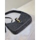 Replica Saint Laurent Le 5 À 7 Hobo Mini Bag in Black Raffia Fake Replica Saint Laurent Le 5 À 7 Hobo Mini Bag in Black Raffia Fake