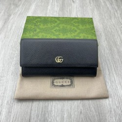 Replica Gucci Bi-color GG Marmont continental wallet 456116 Black Fake