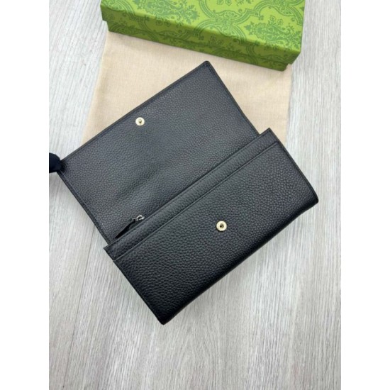 Replica Gucci Bi-color GG Marmont continental wallet 456116 Black Fake