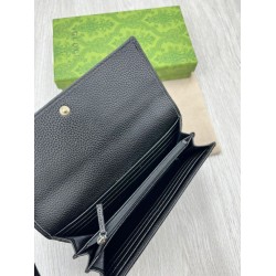 Replica Gucci Bi-color GG Marmont continental wallet 456116 Black Fake