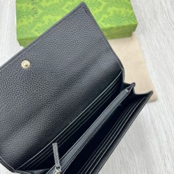 Replica Gucci Bi-color GG Marmont continental wallet 456116 Black Fake